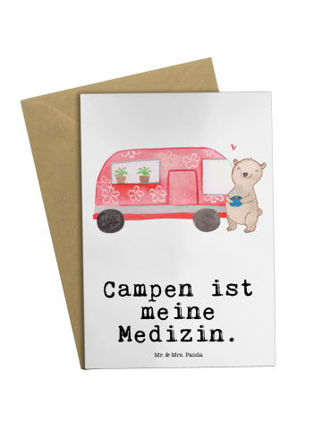 Mr. & Mrs. Panda Beileidskarte Bär Camper mit Spruch in Weiß