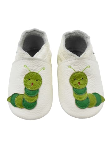 Yalion Baby Leder-Krabbelschuhe "Raupe" in Weiß