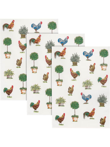 Kracht Halbleinen, Leinen / Halbleinen Geschirrtuch 3er-Pack in Hühner