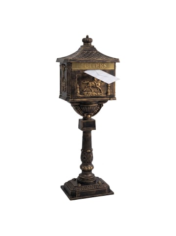 relaxdays Standbriefkasten in Bronze - (B)41 x (H)118 x (T)29 cm