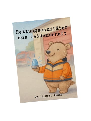 Mr. & Mrs. Panda Postkarte Rettungssanitäter Leidenschaft Design... in Weiß