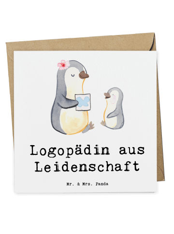Mr. & Mrs. Panda Grußkarte Logopädin Leidenschaft mit Spruch in Weiß
