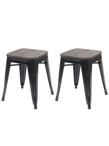 MCW 2er-Set Hocker A73 im Industriedesign stapelbar, Schwarz