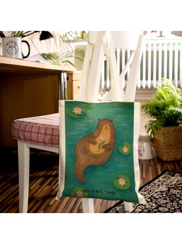Mr. & Mrs. Panda Tasche Otter Seerose Design ohne Spruch in Weiß