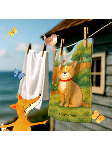 Mr. & Mrs. Panda Handtuch Hund Glück Design ohne Spruch in Weiß