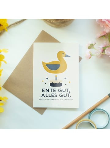 Geburtstagskarte Ente minimalistisch Design mit... in Weiß