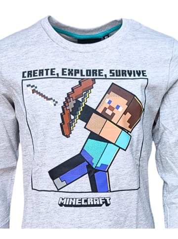 Minecraft Langarmshirt Minecraft Steve in Grau