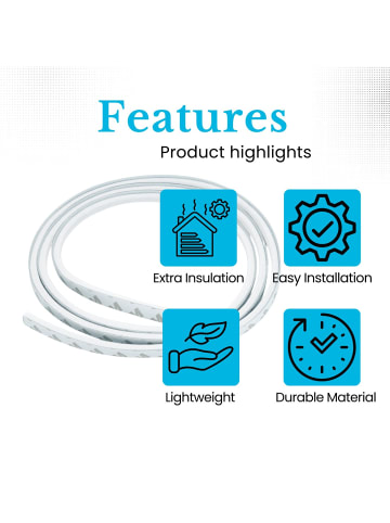 Intirilife Bürstendichtung 5 Meter Länge x Breite 9mm x Höhe 5mm in Weiß