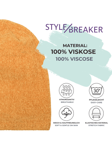 styleBREAKER Feinstrick Beanie Mütze in Curry