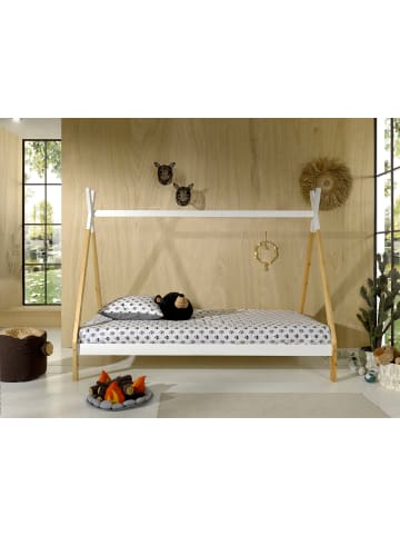 58 aufm Kessel ZELTBETT Karyn 2 206x158x98 aus Kiefer Massivholz in Weiß/natur