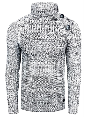 Rusty Neal Side Button-Placket Grobstrick Rollkragen-Pullover in Weiß