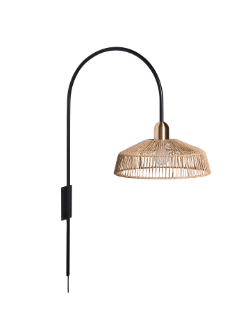Beliani Wandleuchte NOSARA in Naturfarben/Schwarz - (W) 60 x (H) 100 x (L) 38 cm