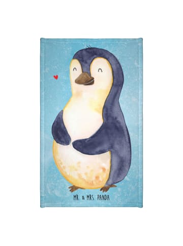 Mr. & Mrs. Panda Kleines Handtuch Pinguin Diät ohne Spruch in Eisblau
