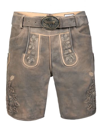 Edelnice Kurze Wildbock Lederhose Kare in grau