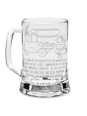 Mr. & Mrs. Panda Gravur Bierkrug Igel Maronen mit Spruch in Transparent