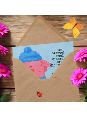 Mr. & Mrs. Panda Einladungskarte Schweinchen Glühwein Design mit... in Weiß