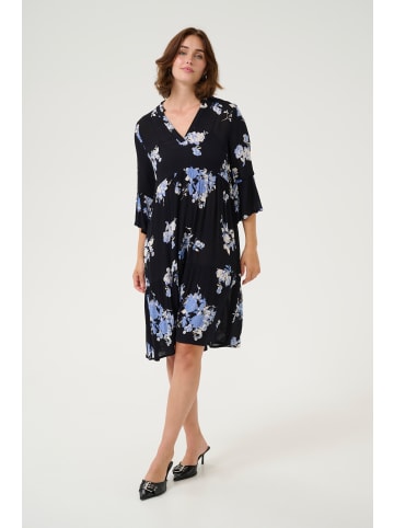 Kaffe Kleid KAedita A-shape in Black / Blue Flower Print