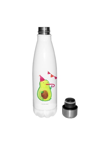 Mr. & Mrs. Panda Sport Trinkflasche Avocado Geburtstag ohne Spruch in Weiß