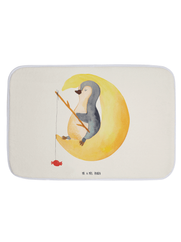 Mr. & Mrs. Panda Badteppich Pinguin Mond ohne Spruch in Weiß