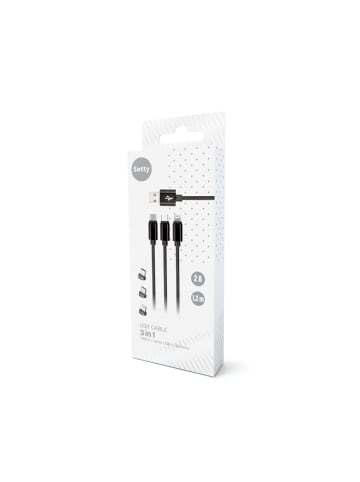 COFI 1453 Setty 3-in-1-Ladekabel USB-A auf USB-C + Micro-USB KN3W1-01 in Transparent