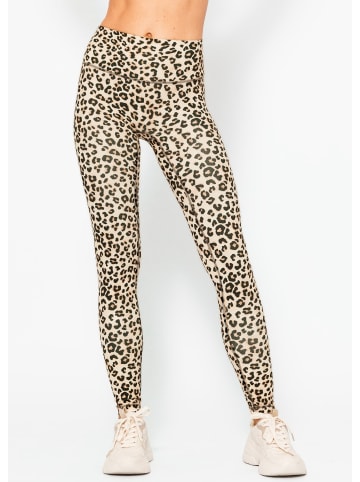 SASSYCLASSY High Waist Sportleggings mit Leo-Print in Beige