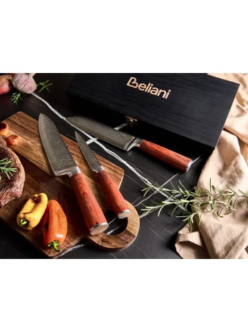 Beliani 4-tlg Küchenmesser-Set KASHIWA in Braun