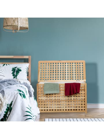 relaxdays Wäschetruhe in Natur - (B)78 x (H)47 x (T)48 cm