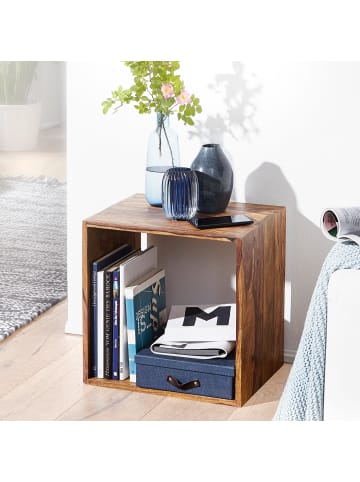 KADIMA DESIGN Cube Regal aus Massivholz, Beistelltisch/Bücherregal, vielseitig in Braun