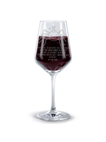Mr. & Mrs. Panda Rotwein Glas Spinne Agathe Party mit Spruch in Transparent