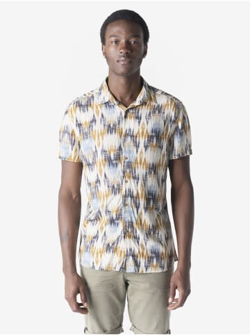 KOROSHI Herren kurzarm-viskosehemd in blau