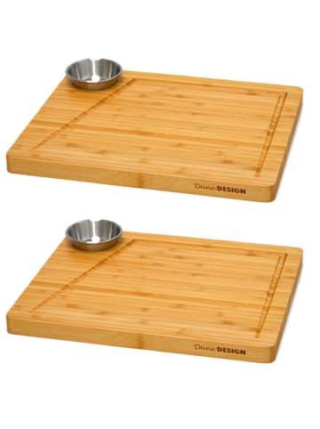 DuneDesign 2er Set Raclettebrett Alpenschmaus mit Dipschale
