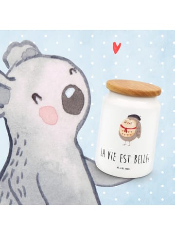 Mr. & Mrs. Panda Kaffeedose Eule Frankreich mit Spruch in Weiß