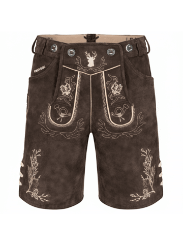 PAULGOS Lederhose Kurz Echtleder HK3 in Dunkelbraun