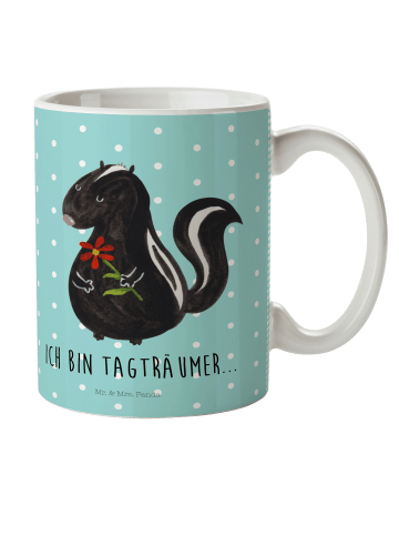 Mr. & Mrs. Panda Kinderpott Stinktier Blume mit Spruch in Türkis Pastell