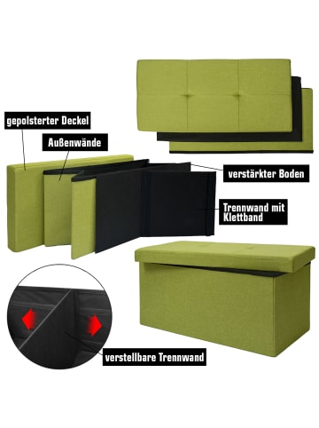 DuneDesign Sitzbank mit Trennwand 76x38x38 cm faltbar Grün grün