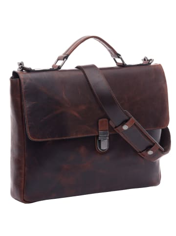 SID & VAIN Leder-Laptoptasche echt Leder groß | 15 Zoll Laptop Fach dark-chestnut in braun
