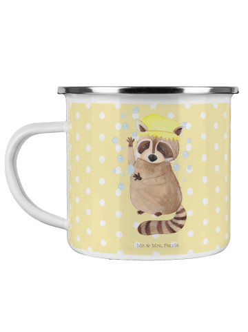 Mr. & Mrs. Panda Tasse Waschbär ohne Spruch in Gelb Pastell