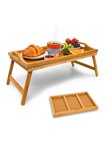 relaxdays 2 x Betttablett in Natur - (B)60 x (H)23 x (T)30 cm
