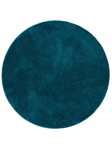 Pergamon Hochflor-Teppich Silky Rund in petrol