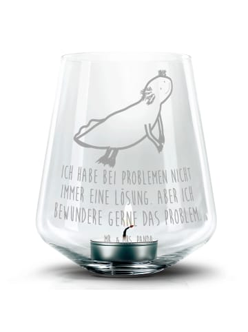 Mr. & Mrs. Panda Windlicht Glas Axolotl Schwimmen mit Spruch in Transparent