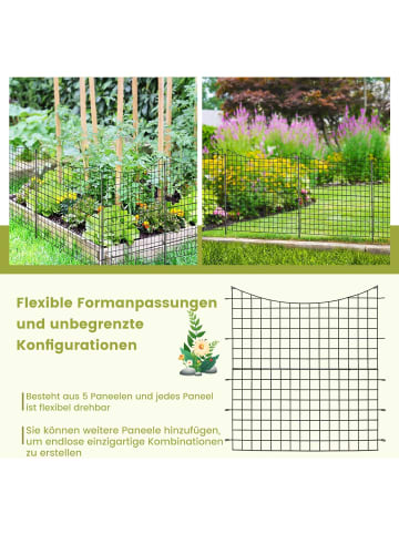 COSTWAY Gartenzaun 5 Elemente in Schwarz
