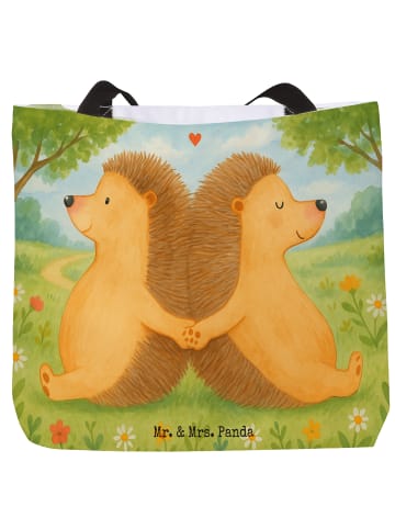 Mr. & Mrs. Panda Tasche Igel händchenhaltend Design ohne Spruch in Weiß