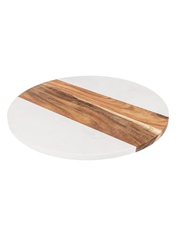 5five Simply Smart Drehbare Platte HARMONY, Marmor und Akazie in Weiß, Ø 34,9 cm
