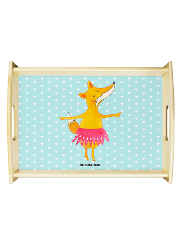 Mr. & Mrs. Panda tablett holz Fuchs Ballerina ohne Spruch in Türkis Pastell