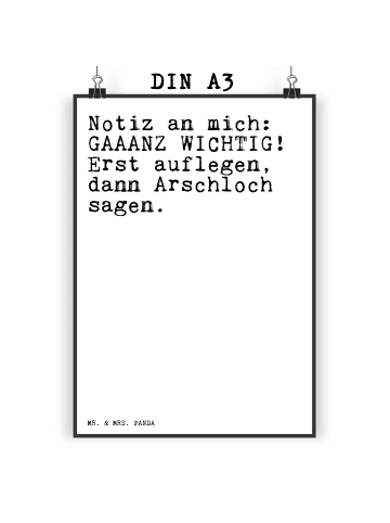 Mr. & Mrs. Panda Poster Notiz an mich: GAAANZ... mit Spruch in Weiß