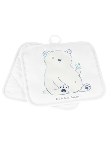 Mr. & Mrs. Panda Topfuntersetzer Eisbär Faul ohne Spruch in Weiß