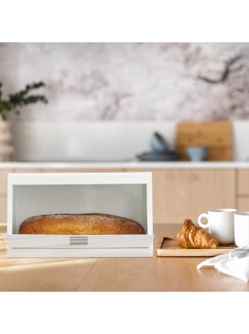 relaxdays Brotkasten in Weiß - (B)34,5 x (H)20,5 x (T)23,5 cm