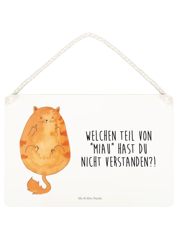 Mr. & Mrs. Panda holzbild Katze Mittelfinger mit Spruch in Weiß