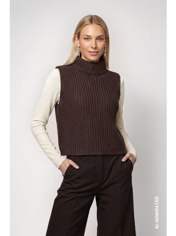 monari Strickpullunder mit Stehkragen im Regular Fit in Black Coffee