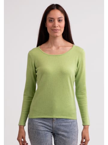 CASH-MERE.CH Recycelter Rundhals Pullover in Grün